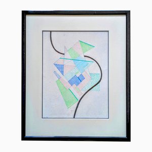 Henri Nouveau / Henrik Neugeboren, Abstract Composition, Mixed Media on Board, 1955