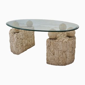 Mactan Stone Coffee or Fossil Stone Table by Magnussen Ponte, 1980s