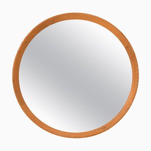 Round Mirror in Oak, 1950s