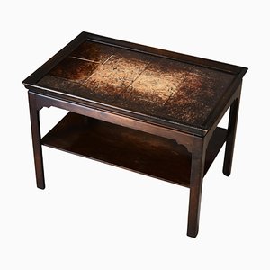 Danish Art Deco Side Table in Stained Birch & Ceramic Tiles, 1937
