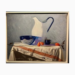 Luisa Albert, Blue and Orange Still Life, Oil on Canvas, 2023