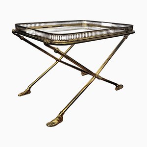 Italienischer Vintage Bar Beistelltisch aus vergoldetem Messing & Glas, 1970er