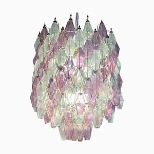 Mid-Century Pink Amethyst and Clear Poliedri Chandelier, 1960