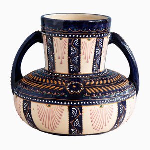Mid-Century Fayence & Polychrome Baluster Vase von Quimper