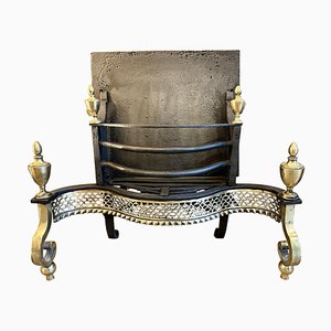 Early 19th Century Georgian Wrought Iron and Brass Fire Grate, 1810s