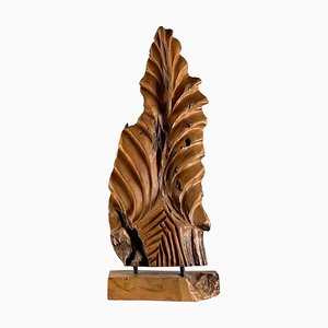 Italian Phytomorphic Abstract Sculpture in Natural Ash, 1960s