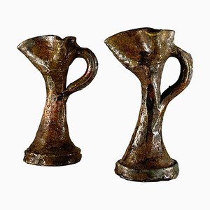 Brocche brutaliste in ceramica fatte a mano, Italia, inizio XX secolo