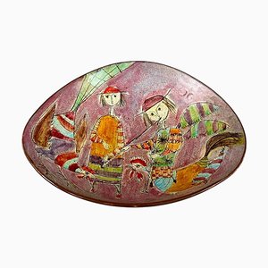 Piatto in ceramica dipinto a mano di Baratti Pesaro, anni '70