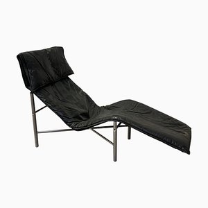 Black Leather Skye Chaise Longue attributed to Tord Björklund for Ikea, Sweden, 1970s