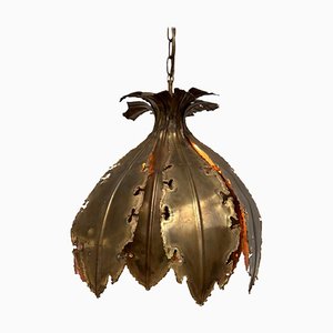 Brutalist Brass Hanging Lamp attributed to Sven Aage Jensen for Holm Sørensen, 1960s