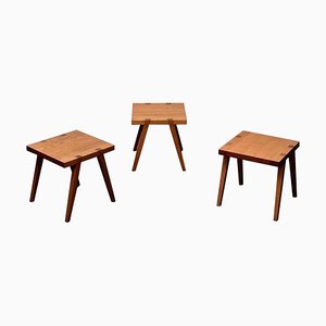 Sgabelli bassi/comodini in noce attribuiti a Centro Studio Flexform, 1988, set di 3