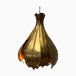 Brutalist Brass Pendant Lamp attributed to Sven Aage Jensen for Holm Sørensen, 1960s
