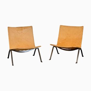 Poltrone Pk22 in pelle color cognac attribuite a Poul Kjærholm per Fritz Hansen, 2003, set di 2