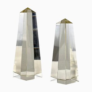 Decorative Obelisks in Pure Glass from Save Venice, Italy, 1989, Set of 2