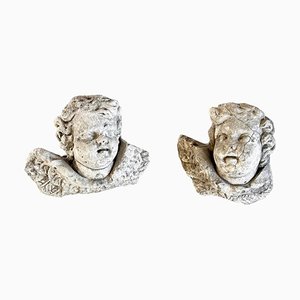 Decorative Angel Head Busts, 1930s, Set of 2