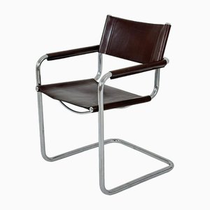 Vintage B34 Dark Chocolate Leather Cantilevered Chair by Mart Stam for Jox Interni, 1980s