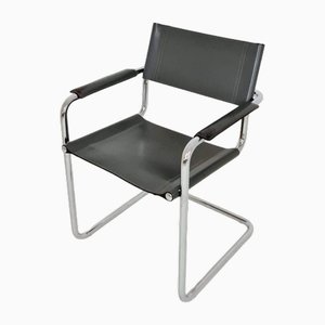 Silla de escritorio modelo MG5 Centro Studi de cuero gris de Mart Stam and Marcel Breuer para Matteo Grassi, años 70