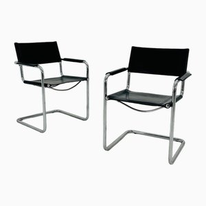 Modell MG5 Centro Studi Schreibtisch aus schwarzem Leder von Mart Stam & Marcel Breuer für Matteo Grassi, 1970er