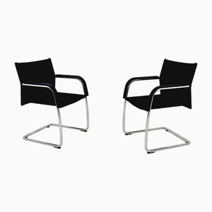 Set of Chairs with Chrome and Black Textile by Antonio Citterio