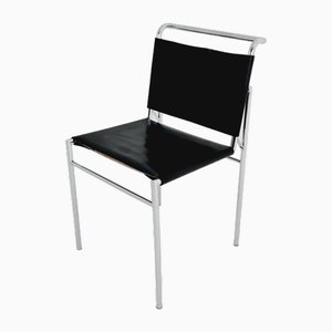 Chaise Vintage Noire avec Pieds en Chrome par Eileen Gray, 1970s