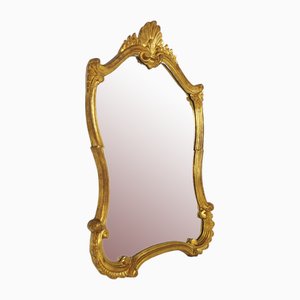 Miroir Vintage en Feuille d'Or avec Cadre en Forme, Italie, 1980s