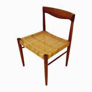 Danish Teak & Rattan Dining Chair by H. W. Klein for Bramin, 1960s,