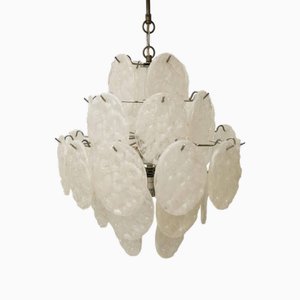 Italian Acrylic Glass Chandelier with Sculptural Textured Discs, 1960s
