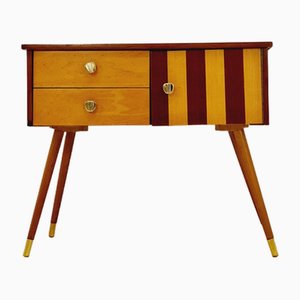 Mid-Century German Teak & Beech Side Table, 1950s