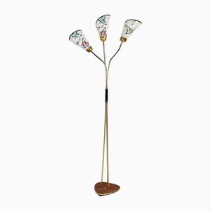 German Modern Three Flex Arms Brass Floor Lamp, 1950s