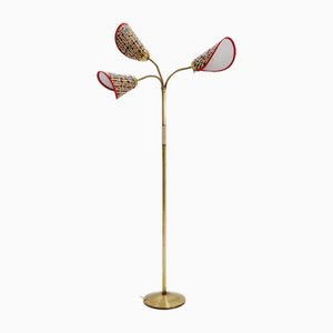German Modern Three Flex Arms Brass Floor Lamp, 1950s