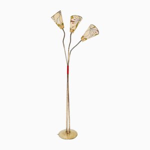 German Modern Three Flex Arms Brass Floor Lamp, 1950s