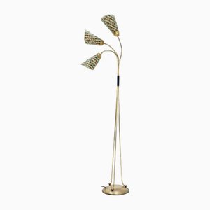 German Modern Three Flex Arms Brass Floor Lamp, 1950s