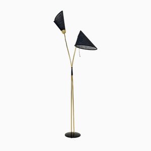 German Modern Three Flex Arms Brass Floor Lamp, 1950s