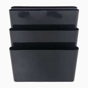 Black Plastic Magazine Rack by Giotto Stoppino for Kartell, Italy