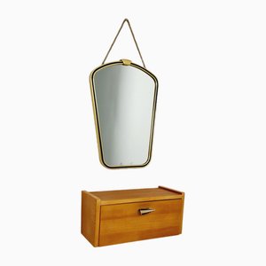Mid-Century Asymmetric German Brass Kidney Wall Mirror, 1960s