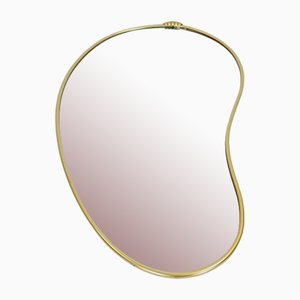 Mid-Century German Asymmetric Brass Wall Mirror, 1960s
