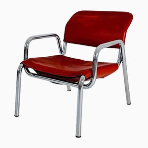 Mid-Century Bauhaus Red Leather Chair, 1960s