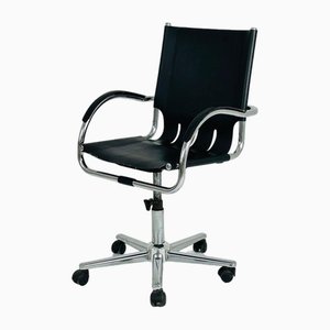 Mid-Century Bauhaus Swivel Leather Office Chair by Mart Stam, 1980s