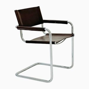 Mid-Century Bauhaus B34 Brown Leather Cantilevered Chair by Mart Stam for Jox Interni, 1980s
