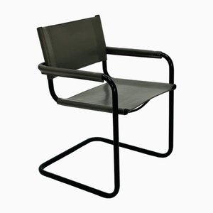 Mid-Century B34 Grey Leather Cantilevered Chair by Mart Stam for Jox Interni, 1980s