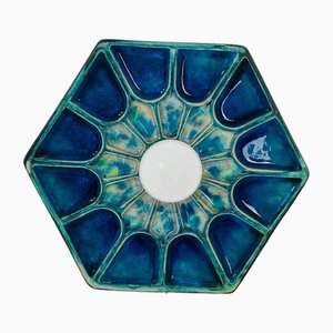 Mid-Century Ceramic Blue Fat Lava Sconce Wall Lamp by Hustadt Lighting, 1970s