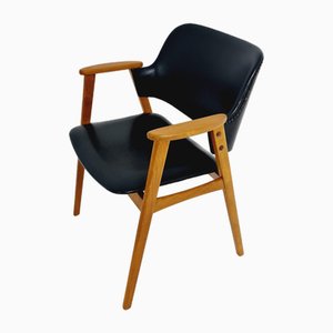 Fauteuil Mid-Century en Teck et Cuir par Erik Kirkegaard pour Glostrup, Danemark, 1960s