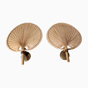 Vintage Fans in Straw and Bamboo in the style of Ingo Maurer, 1970s, Set of 2