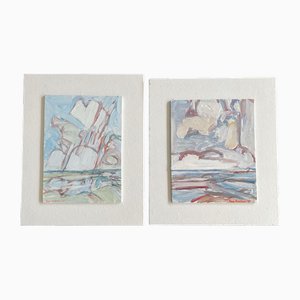 Paul Overhaus, Sea Views, Oil Paintings on Hard Board, 1996, Set of 2