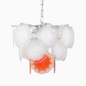 Vistosi Murano 18 Glasscheiben Kronleuchter von Fiocchi Di Neve, Italien, 1970er