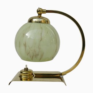 Art Deco Messing & Glas Nachtlampe