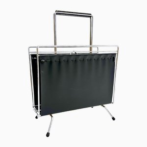 Vintage Vinyl & Steel Magazine Rack from Voss, 1970s