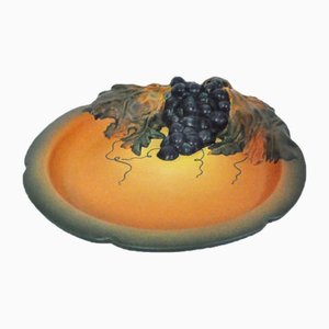 Danish Art Nouveau Hand-Crafted Grape Decorated Platter by P. Ipsens Enke, 1920s