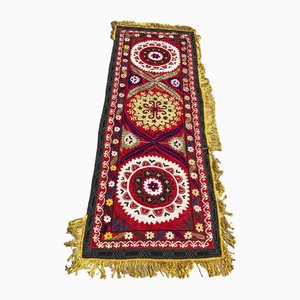 Vintage Handmade Table Runner with Yellow Tassel, 1980s