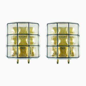 Appliques Murales/Appliques Mid-Century en Verre de Limburg, Allemagne, 1960s, Set de 2